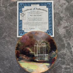 Thomas Kinkade May Lilac Gazebo Simpler Times Plate COA Bradford Exchange
