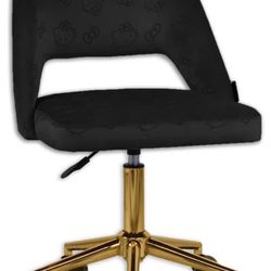 Hello Kitty Suede Black And Gold Rolling Chair 