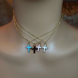 Gold Cross Faith Christian Choker Necklace 