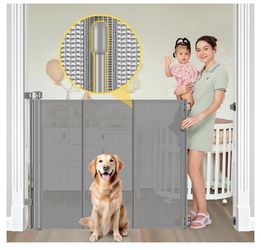 Retractable Baby Or Pet Gate 42" Tall 60" Wide Grey Perfect For Doorways, Stairs, Bedrooms Toddlers Cats Dogs