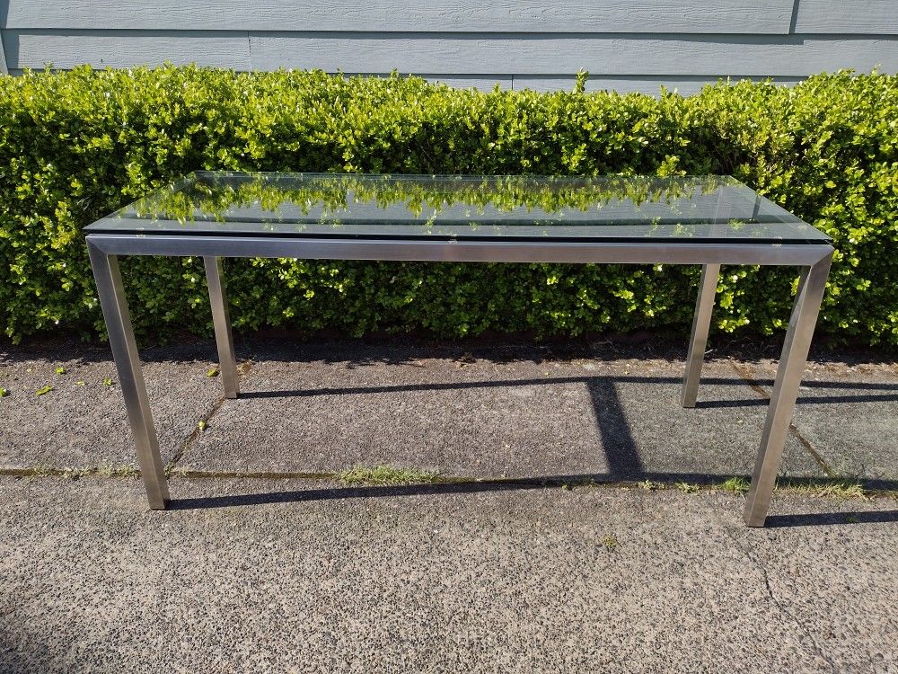 Metal Framed Table With Glass Top