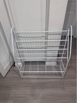 White Metal Shoe Rack Organizer 32x12x38