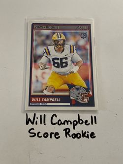 Will Campbell New England Patriots Tackle Score Rookie Card.