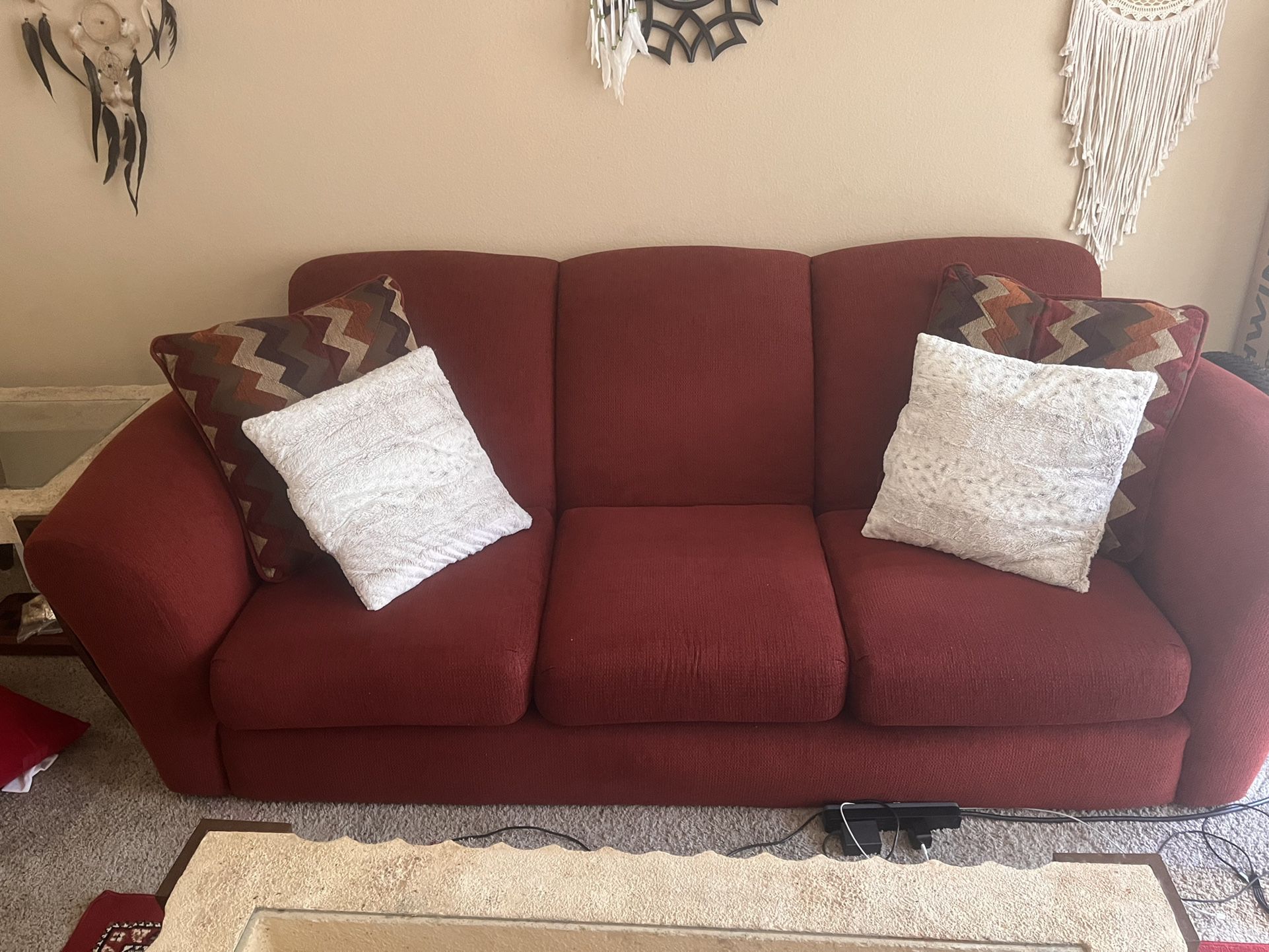 Red Three Seater Couch