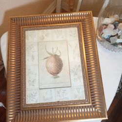 Signed Fabrice de Villeneuve Art in Motion Pineapple Picture 23x18