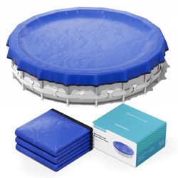 POOLHACKER【2024 Upgrade】 24 ft Round Winter Pool Cover - Round Pool Cover 24ft Round Above Ground, 4 Foot Overlap Extra Thick 420D Round Pool Cover wi