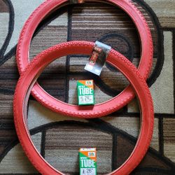 NEW Bicycle Bmx Cruiser Tires 26" Solid Red