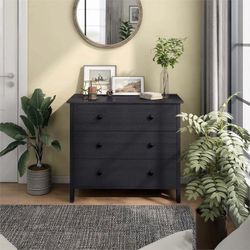 Black 3-Drawer Wood Dresser
