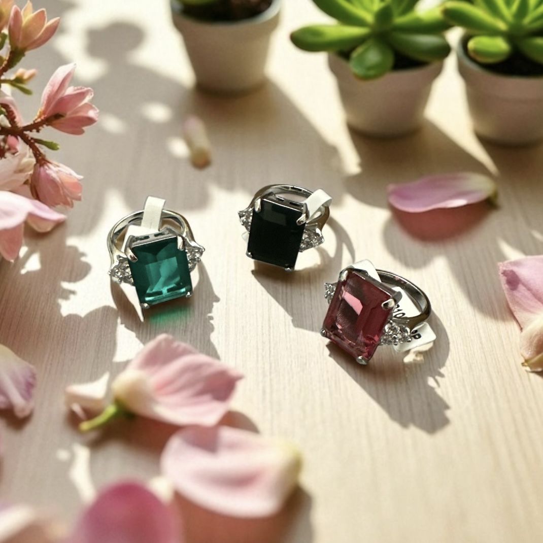 Emerald Cut Gemstone diamond Ring Size 7