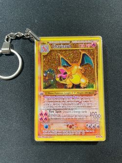 Pokemon Base Set 1st Edition Charizard Liquid Holo Keychain