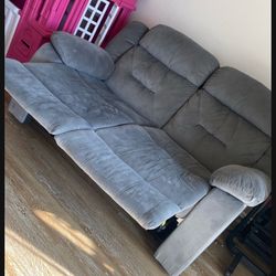 Grey  Recliner Couch Barely Used 