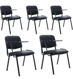 ❤️‍🔥Set of 5 for office black chairs with tablet arm