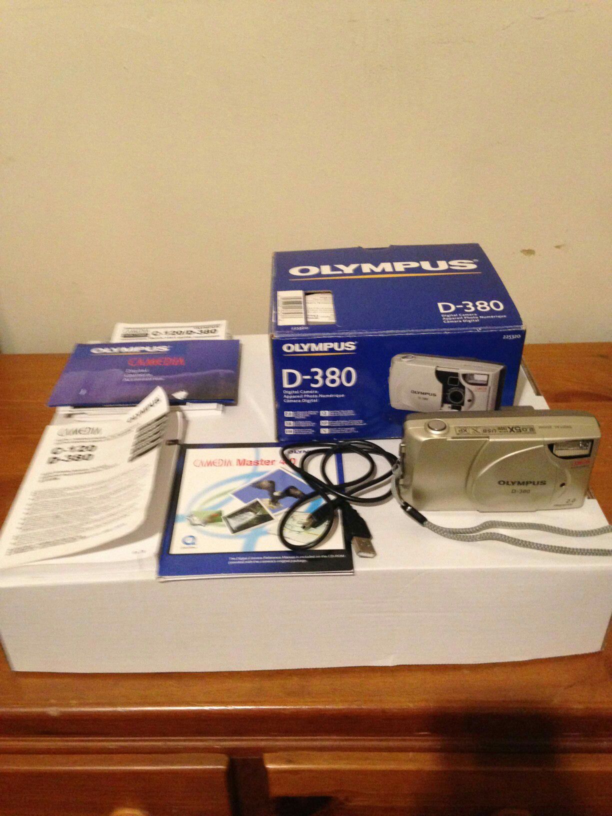 Olympus D380 Digital Camera with USB cable, SD Card, Box