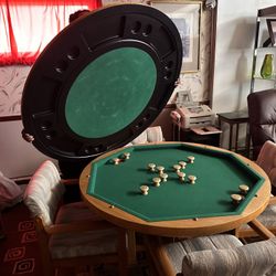 Oak 3-in-1 Poker/Bumper Table and 4 Chairs