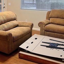 2 Cordoroy Sleeper Loveseats - Like New