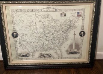 Vintage Style 1850 United States Framed Map – Washington & Franklin