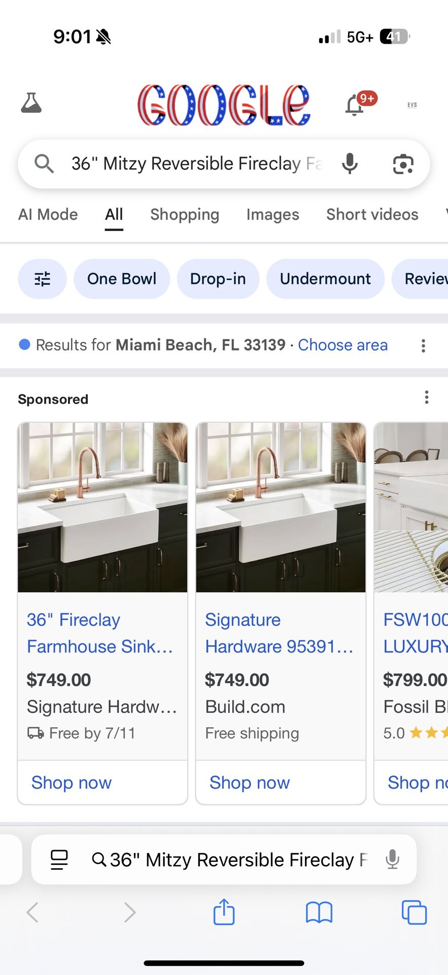 Sink 36 In