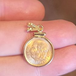 2.5 Pesos Gold, Pendant,   22k And 14k 