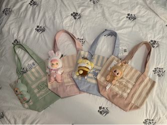 Trader Joe Striped Mini Tote bags - Pastel Easter tote bags