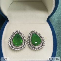 Cellacity  Lab Created Emerald Drop Earrings For Women  silver 925  Fine Jewelry [zEAR65]