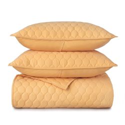 NEW Welhome By Welspun Darcy Bleachmaster Cotton Blend Full/Queen Yellow 3 Piece Quilt Set
