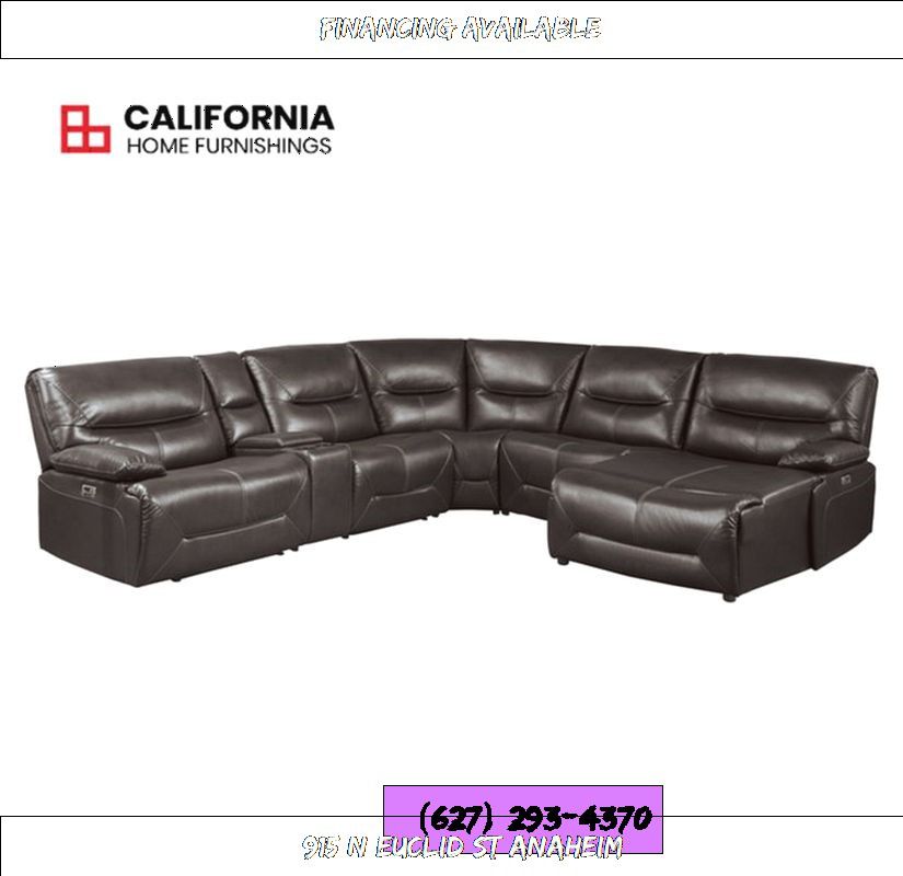 Brown 6-Piece Power Reclining Sectional with Right Chaise