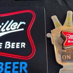 1960's Miller Beer Lighted Champagne Ice Bucket Wall Sign