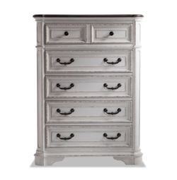 Bob’s Discount Furniture Scarlett White & Oak 5 Drawer Lift-Top Chest