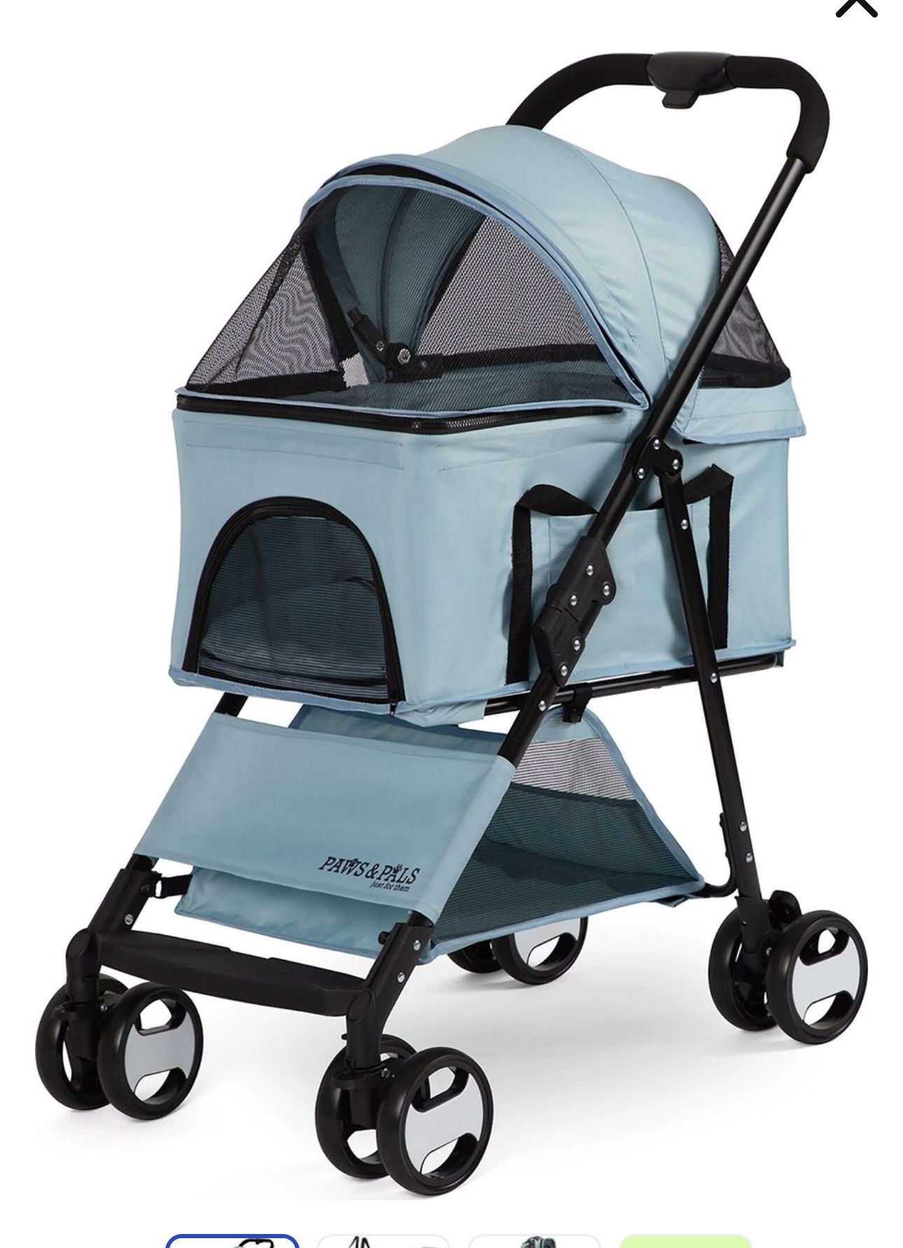 Paws & Pals 2-in-1 Detachable Dog & Cat Stroller & Carrier, Blue