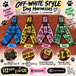 Off-White Style Adjustable Dog Harnesses – Multiple Colors 🐶🐾
