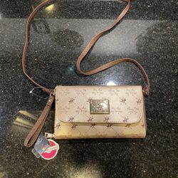 Y2K Beverly Hills Polo Club Faux Leather Crossbody Bag Purse RoseGold 9x5”