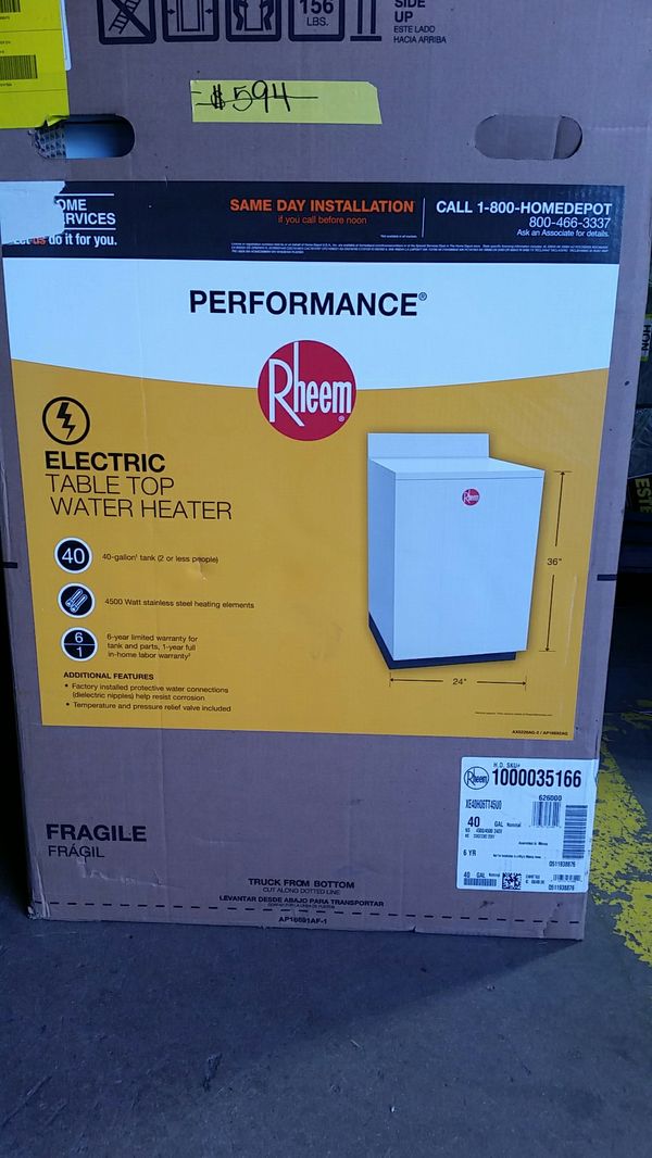 Rheem Performance 40 Gal. Table Top 6 Year 4500Watt Element Electric