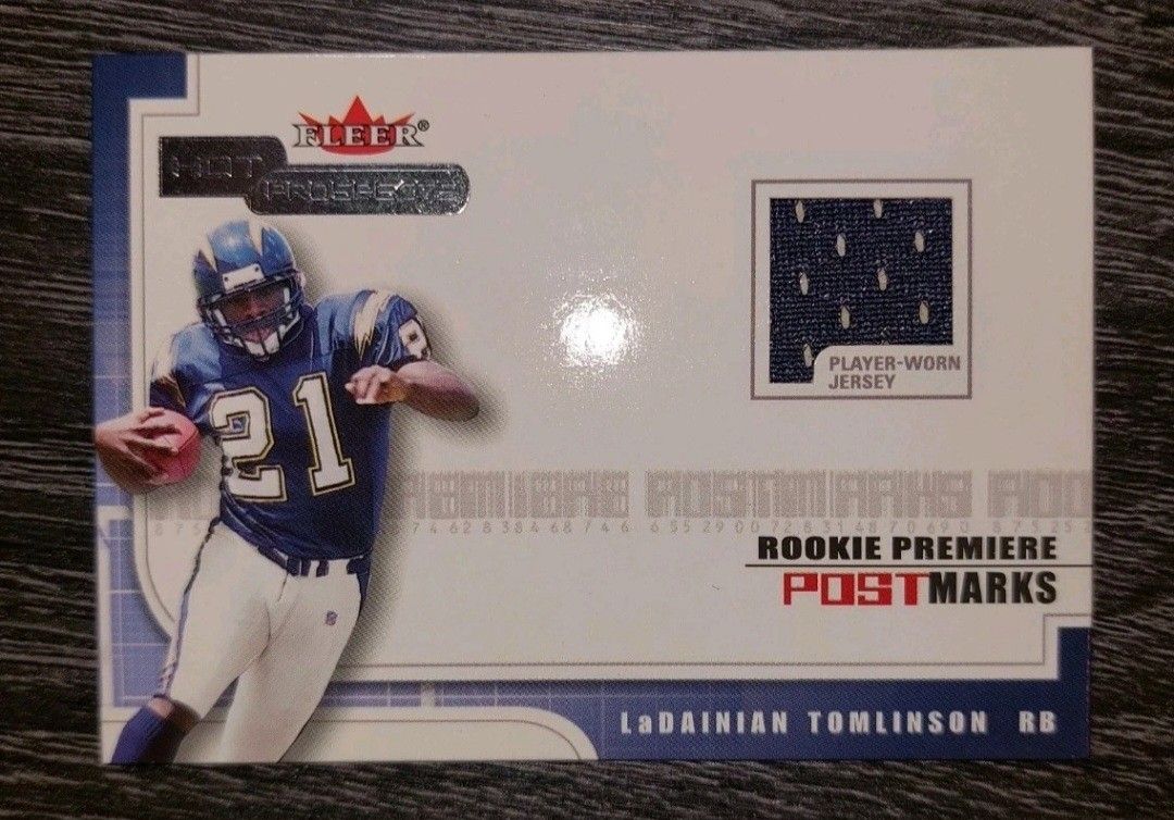 2001 Fleer RC Jersey Hot Prospects Rookie Premiere Postmarks LaDainian Tomlinson San Diego Chargers