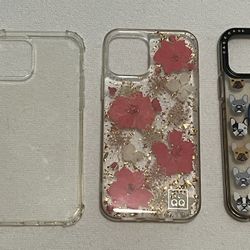 iPhone 12 Pro Phone Case. Frenchie, Flowers and Clear Cases