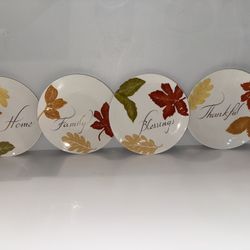 Beautiful Plates With Gold Lettering And Leaves