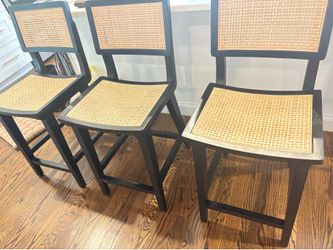 23.5 Height Barstool with Footrest Black/Natural Cane