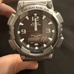 Casio Men's Tough Solar 5 Alarms Gray & Black Resin Watch 47MM AQS810W-1A4V