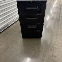 2 Black File Cabinets On Wheels