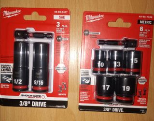 6 piece 3/8" Drive impact socket set & 3 piece 3/8 Drive socket set.