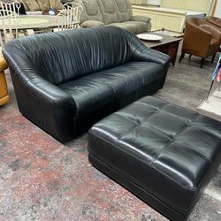 Black leather sofa