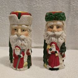 Brinnco Old World Santa Candle Holders