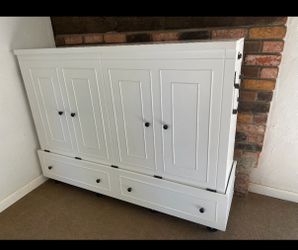 Queen Solid Wood Mobile Murphy Bed and Mattress