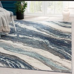 New! Luxe Weavers Modern Abstract Marble Indoor Area Rug, Blue