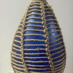 The Vintage Blue Vase with Wicker Woven and Glass Decor 