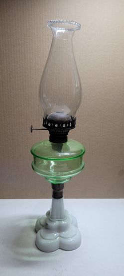 Vintage Uranium Glass Kerosene Lamp