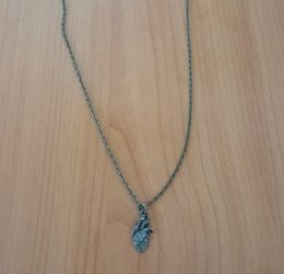 Tarnished Silver Gothic Heart Charm Necklace 