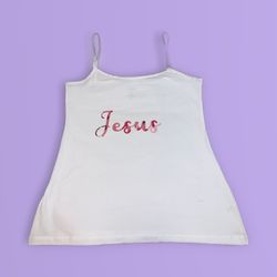 White Cami-Tank With Jesus In Red Camouflage 