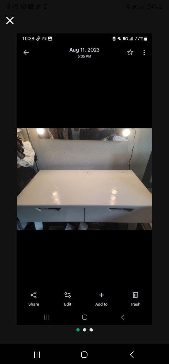 White Wooden Vanity/Stool