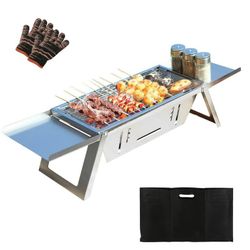 🔥 New Portable Charcoal Foldable Grill – Small Stainless Steel BBQ