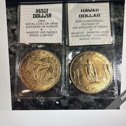 2 Bronze Dollar Collector Coins Hawaii Ana Maui